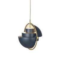 Billede af GUBI Multi-Lite Pendel Small Ø:25,5 cm Brass base - Midnight Blue skærm
