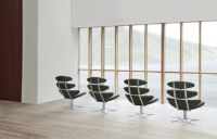 Billede af Fredericia Furniture 5000 Corona Lænestol m. Drejestel SH: 42 cm - Fiord 151/Børstet Krom