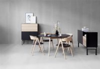 Billede af Findahl by Hammel METTE Spisebordsstol SH: 45 cm - Ubehandlet Eg/Sort Sydney Læder