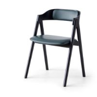 Billede af Findahl by Hammel Mette Stol med rygpolstring SH: 45 cm - Sort Bøg / Grøn Sydney Læder