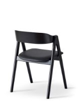 Billede af Findahl by Hammel Mette Stol med rygpolstring SH: 45 cm - Sortlakeret Bøg / Sort Sydney Læder