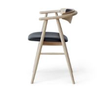 Billede af Findahl by Hammel Tradition Stol med rygpolstring SH: 47 cm - Eg Ubehandlet / Sort Sydney Læder