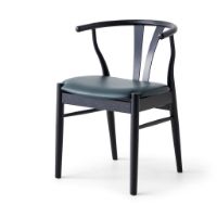 Billede af Findahl by Hammel FREJA Spisebordsstol SH: 46 cm - Sortlakeret Eg/Grøn Sydney Læder