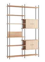 Billede af Moebe Shelving System Double w. Cabinets 255x162 cm - Oak/Black