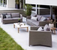 Billede af Cane-line Outdoor Diamond 3 Pers. Sofa inkl. Natté Hyndesæt L: 209 cm - Taupe/Soft Rope