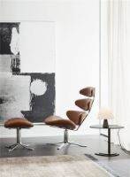 Billede af Fredericia Furniture 5000 Corona Lænestol m. Drejestel SH: 42 cm - Max Cognac 95 Læder/Børstet Krom