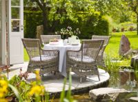 Billede af Sika-Design Georgia Garden Marie Stol med Armlæn SH: 46 cm - ALU Natur/CY101 White