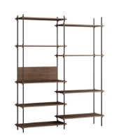 Billede af Moebe Shelving System Double w. Back Plate 200x162 cm - Smoked Oak/Black