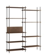 Billede af Moebe Shelving System Double w. Back Plate 200x162 cm - Smoked Oak/Black