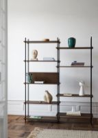 Billede af Moebe Shelving System Double w. Back Plate 200x162 cm - Smoked Oak/Black