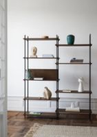 Billede af Moebe Shelving System Double w. Back Plate 200x162 cm - Smoked Oak/White