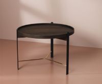 Billede af Warm Nordic Compose Bord Ø: 70 cm - Smoked Oak/Brass/Black