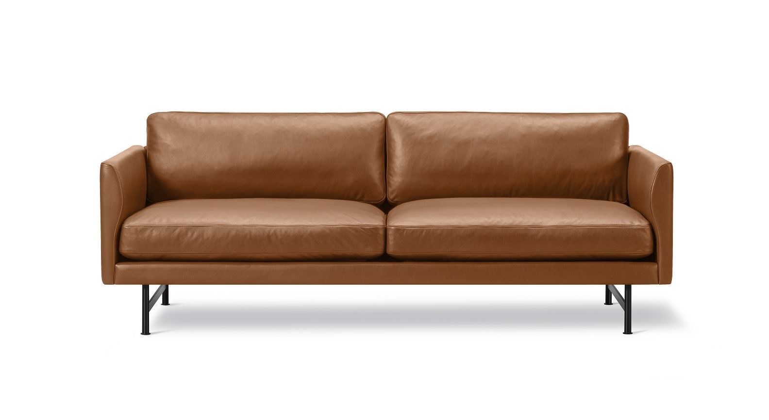 Billede af Fredericia Furniture 5652 Calmo 2 Pers. Sofa 95 L: 200 cm - Cognac Primo Læder/Sortlakeret Stel