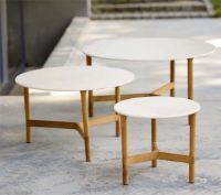 Billede af Cane-line Outdoor Twist Sofabord Lille Ø: 45 cm - White/Teak