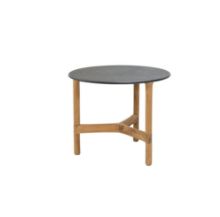 Billede af Cane-line Outdoor Twist Sofabord Lille Ø: 45 cm - Fossil Black/Teak