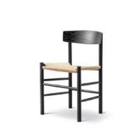 Billede af Fredericia Furniture 3239 J39 Mogensen Spisebordsstol SH: 46,5 cm - Sortlakeret Eg/Natur Flet