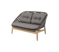 Billede af Cane-line Outdoor Strington 2 Pers. Sofa inkl. AirTouch Hyndesæt L: 135 cm - Dark Grey/Teak m. Soft Rope