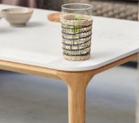 Billede af Cane-line Outdoor Aspect Sofabord 120x60 cm - Travertine Look Keramik/Teak