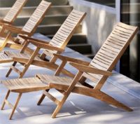 Billede af Cane-line Outdoor Flip Dækstol inkl. Hyndesæt SH: 37 cm - Teak/Light Grey