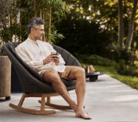 Billede af Cane-line Outdoor Peacock Gyngestol SH: 39 cm - Grey Soft Rope/Teak