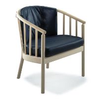 Billede af Stouby Bella Lænestol SH: 43 cm - Sierra Sort Læder/Sæbebehandlet Eg