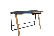 Billede af Bent Hansen Hemingway Skrivebord m. Opladerstation & Skuffe L: 120 cm - Matlakeret Eg/Smokey Blue Linoleum