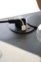 Billede af Bent Hansen Hemingway Skrivebord m. Opladerstation & Skuffe L: 120 cm - Sortlakeret Bøg/Conifer Green Linoleum