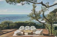 Billede af GUBI Pacha Outdoor Lounge Chair w. Swivel SH: 37 cm - Dedar Libera 003/Moss Gray