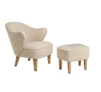 Billede af Audo Copenhagen Ingeborg Signatur Loungestol m. fodskammel SH: 40 cm - Sacho Zero Boucle 001/Eg