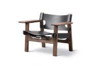 Billede af Fredericia Furniture 2226 Den Spanske Stol af Børge Mogensen SH: 33 cm - Sort Læder/Valnød