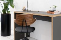 Billede af Vermund VL119 Kontorstol SH: 46 cm - Sort Stel/Olieret Valnød/Sort Sierra Læder