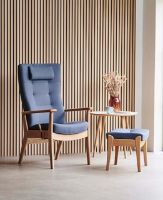 Billede af Farstrup Plus 5900 Lænestol SH: 47 cm - Eg/Støvet Blå - Cura 66160