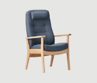 Billede af Farstrup Plus 5920 Lænestol SH: 47 cm - Eg/Støvet Blå - Cura 66160 