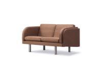 Billede af Fredericia Furniture JG Sofa 2 pers L: 142 cm - Rustfrit Stål - Børstet / Grand Linen 4803