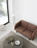 Billede af Fredericia Furniture JG Sofa 2 pers L: 142 cm - Rustfrit Stål - Børstet / Grand Linen 4803