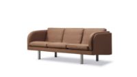 Billede af Fredericia Furniture JG Sofa 3 pers L: 202 cm - Rustfrit Stål - Børstet / Grand Linen 4803