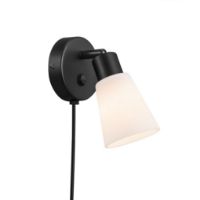 Billede af Nordlux Cole Væglampe m. Tilt Ø: 8 cm - Opalglas/Sort  OUTLET