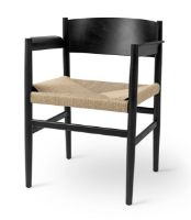 Billede af Mater Nestor Sidechair Armrest SH: 44 cm - Black Beech/Natural Paper Cord Seat 