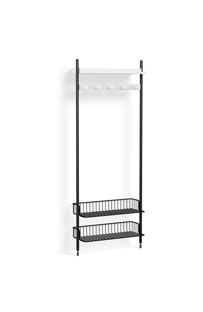 Billede af HAY Pier System 1051 1 Column 82x209 cm - PS White Steel/Black Anodised Profiles/Anthracite Wire Shelf