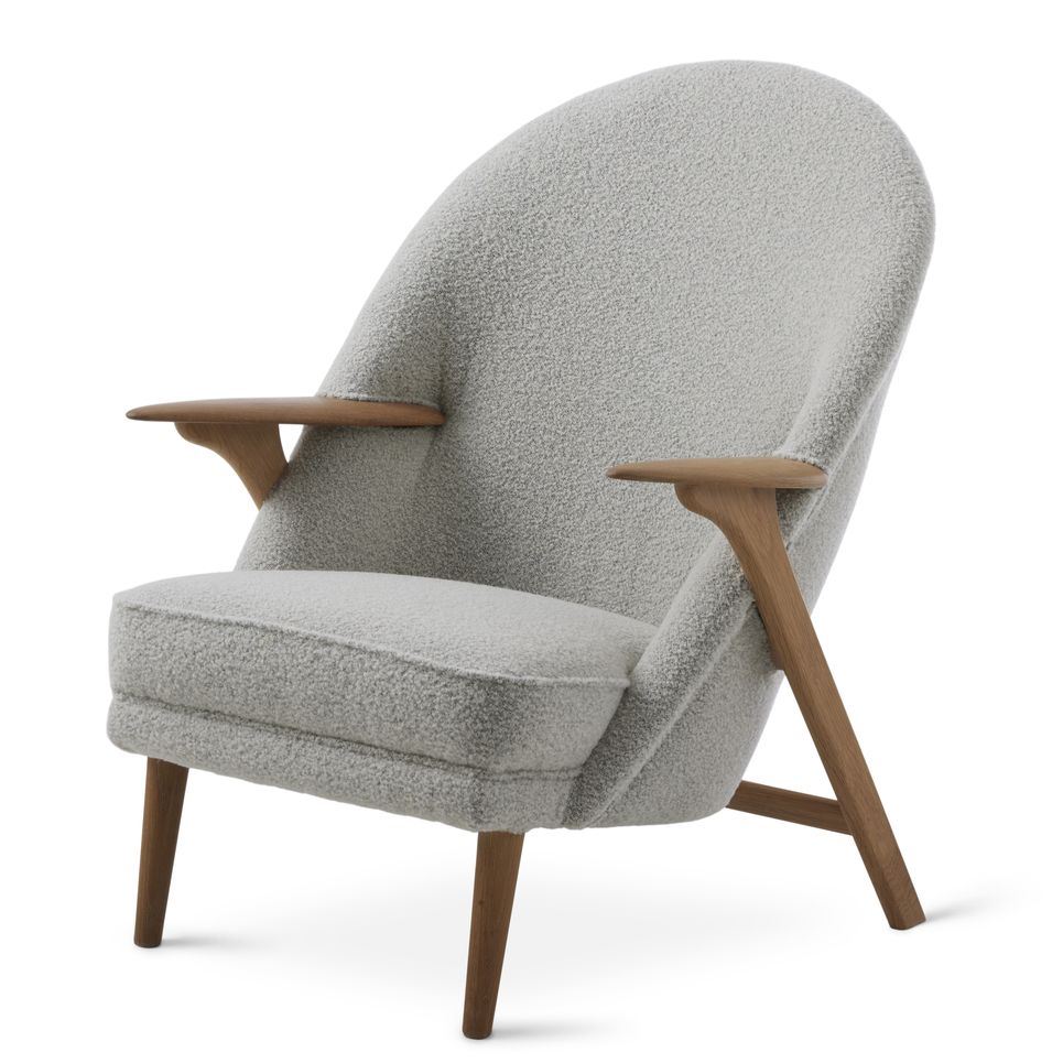 Billede af Warm Nordic Wingman Lounge Chair SH: 42 cm - Baru 0120 Light Stone Grey/Oiled Oak