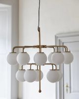 Billede af Nordal PALMA Lysekrone Ø: 74 cm - Messing/Hvid