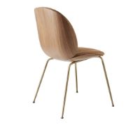 Billede af GUBI Beetle Dining Chair Conic Base SH: 43,5 cm - Antique Brass Base/Walnut Shell/Belsuede