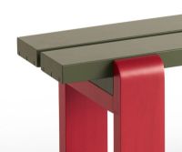 Billede af HAY Weekday Bench Duo B: 111 cm - Olive Benchtop/Wine Red Frame