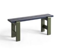 Billede af HAY Weekday Bench Duo B: 111 cm - Steel Blue Benchtop/Olive Frame