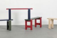 Billede af HAY Weekday Bench Duo B: 111 cm - Steel Blue Benchtop/Olive Frame