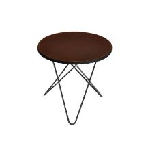Billede af OX Denmarq MINI O Table Ø: 40 cm - Black Powder Coated Steel/Leather Mocca