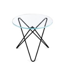 Billede af OX Denmarq MINI O Table Ø: 40 cm - Black Powder Coated Steel/Clear Glass