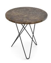 Billede af OX Denmarq MINI O Table Tall Ø: 50 cm - Black Powder Coated Steel/Brown Emperador Marble