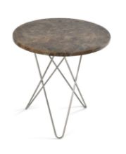 Billede af OX Denmarq MINI O Table Tall Ø: 50 cm - Stainless Steel/Brown Emperador Marble