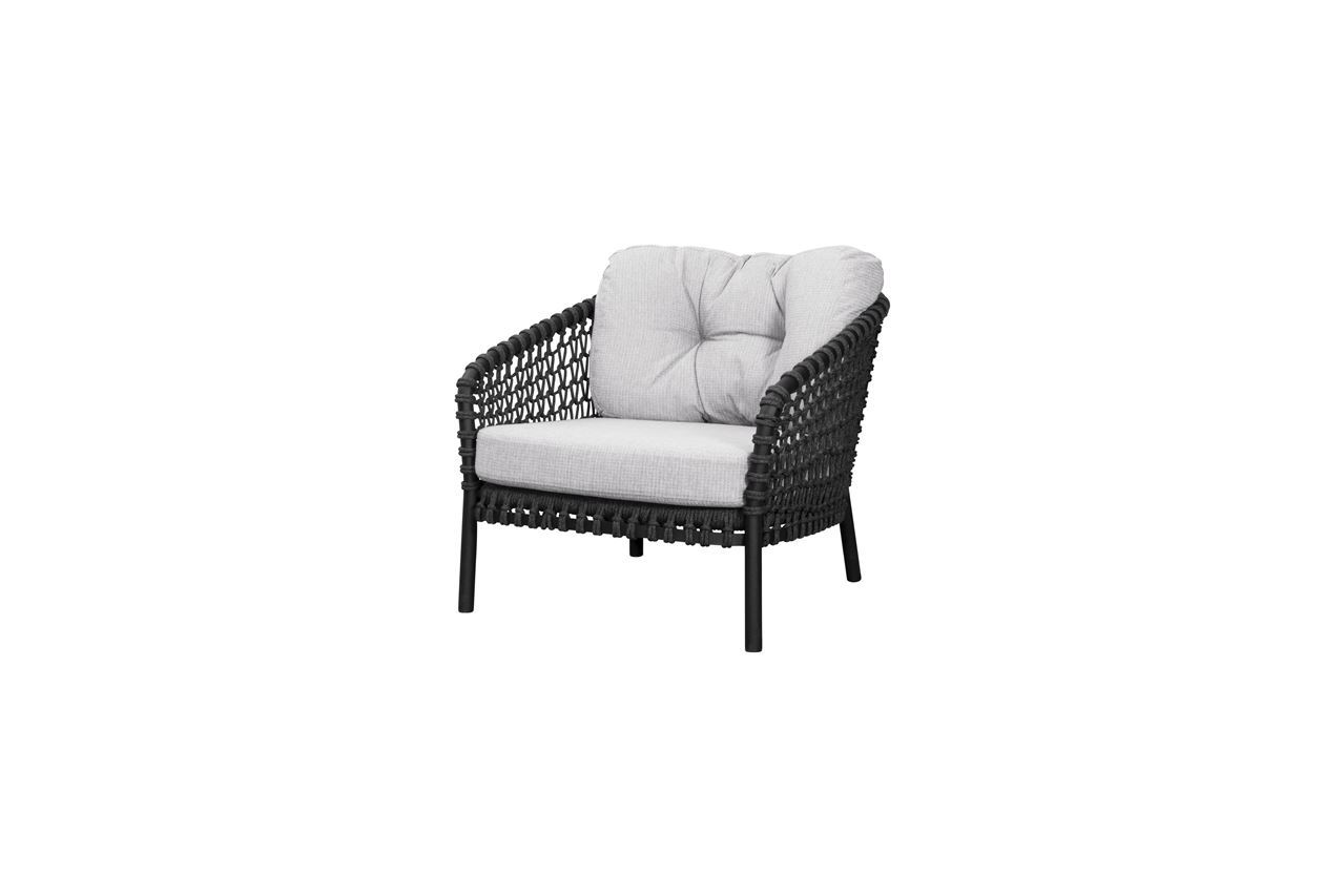 Billede af Cane-line Outdoor Ocean Large Loungestol SH: 40 cm Inkl. Hyndesæt - Dark Grey/White Grey